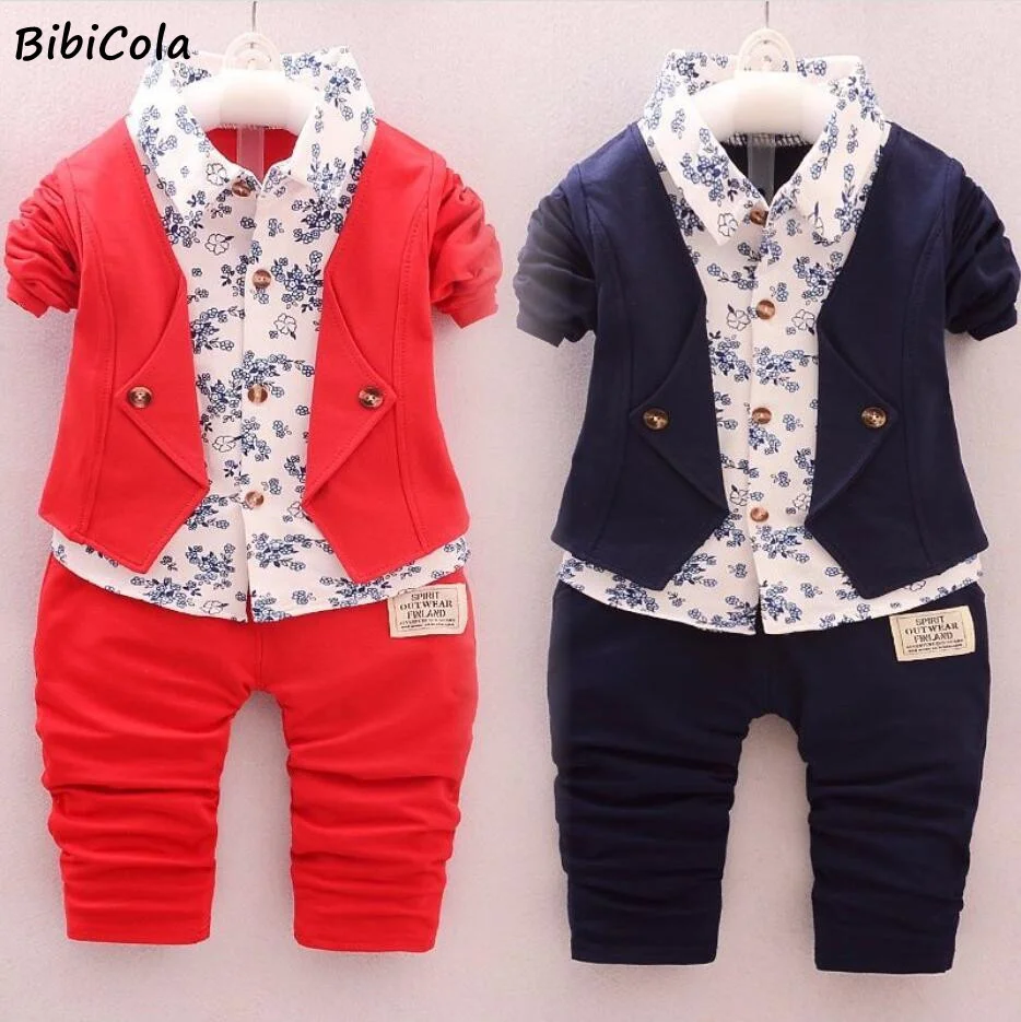 

BibiCola Baby Boys Spring clothes set 2pcs child boys Clothing Sports Suit Kids gentleman tops + Pants Boys Sportsw Clothes