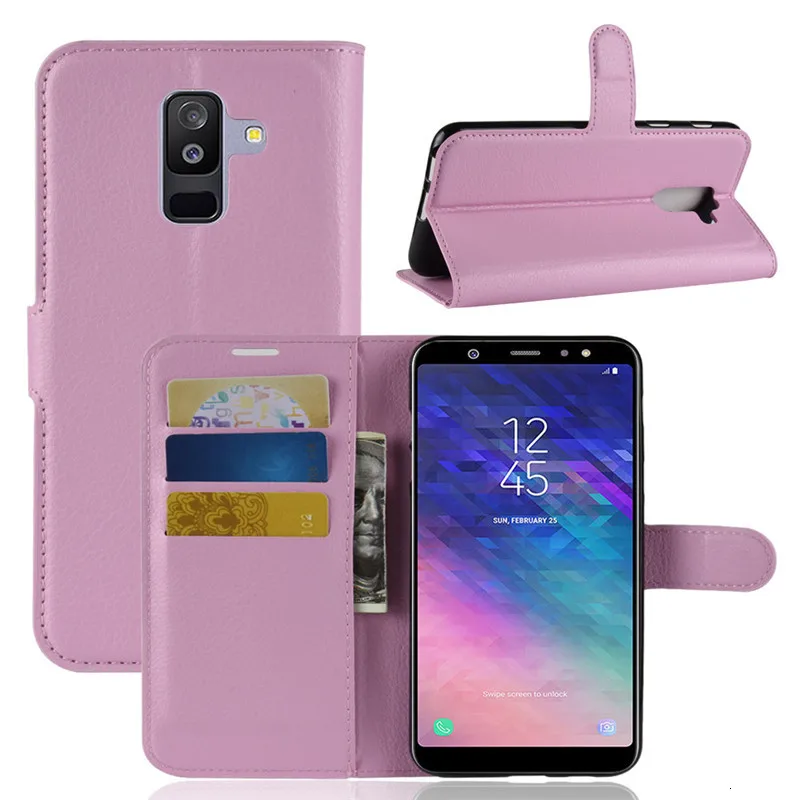 Чехол бумажник для Samsung Galaxy A6 Plus с откидной крышкой 6 0 дюйма кожаный чехол 5 чехлы