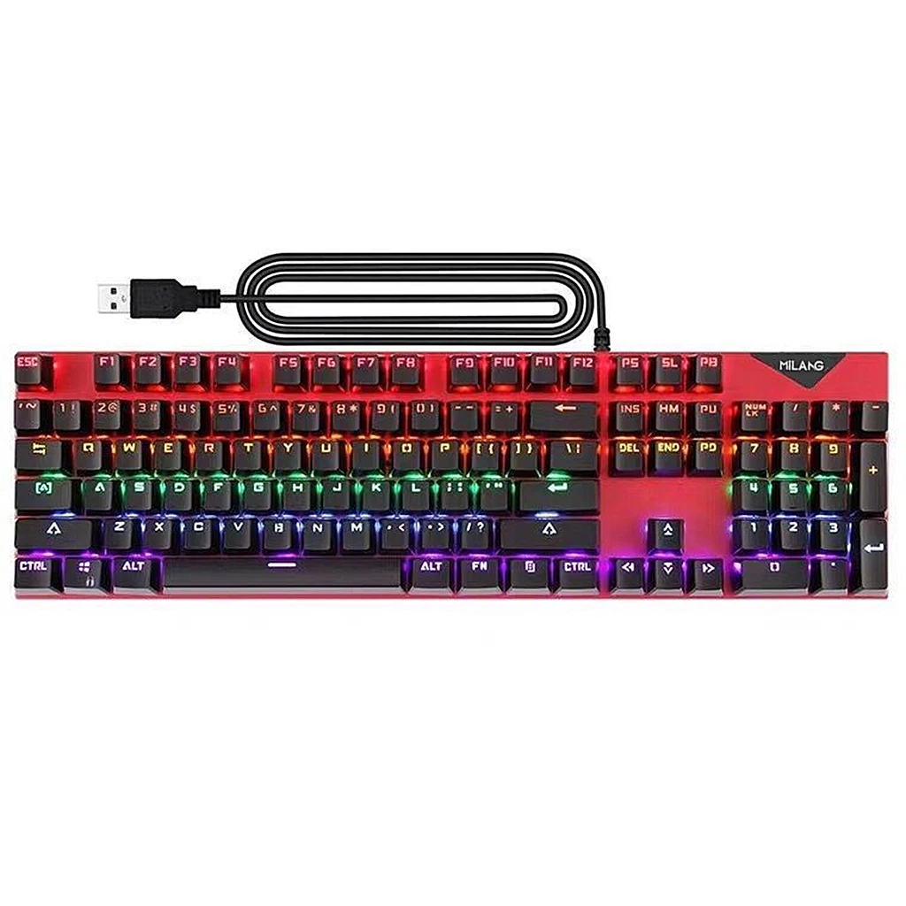 USB Wired Gaming RGB Mechanical Keyboard 104 Key LED Backlit Plug play