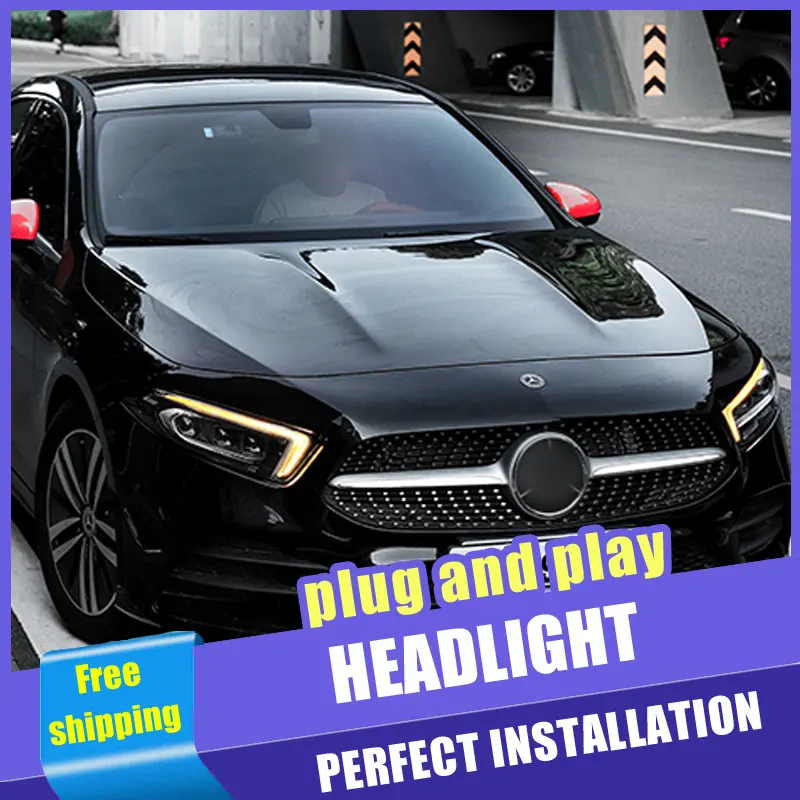 

2PCS Car Style LED headlights for Benz A180 A200 A177 2019 for A180 head lamp LED DRL Lens Double Beam H7 HID Xenon bi xenon