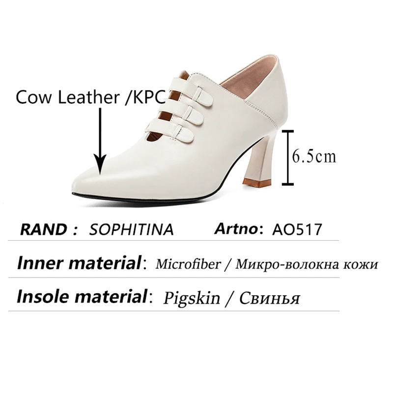 

SOPHITINA Women High Heels Spring Deep Mouth Pure Color British Style Pointed Toe Shoes Handsome Soft Leather Female Shoes AO517