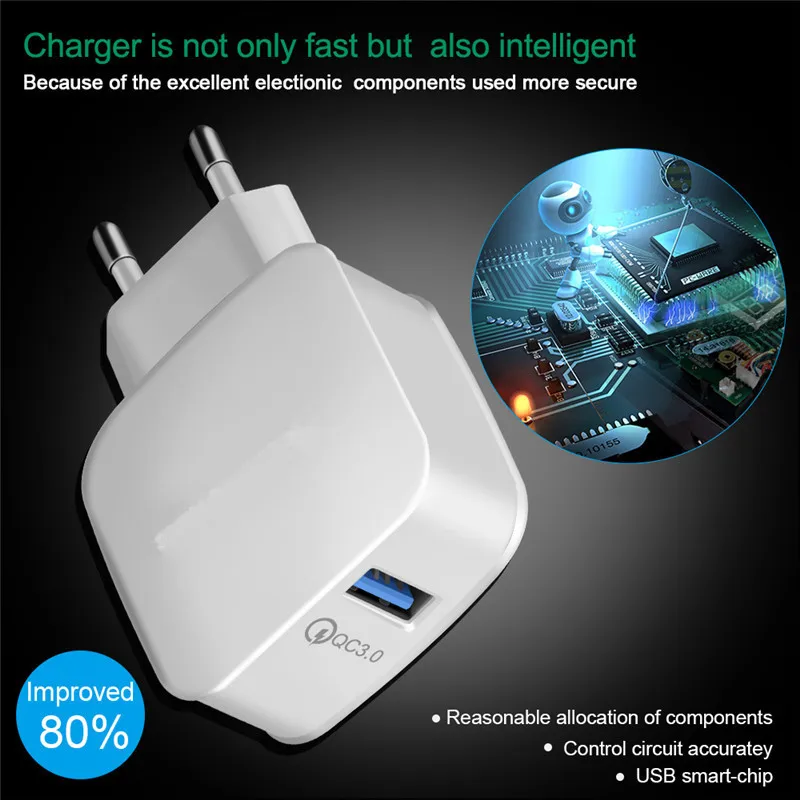 18 Вт телефон USB зарядное устройство Quick Charge 3 0 быстрый мобильный QC Зарядка через