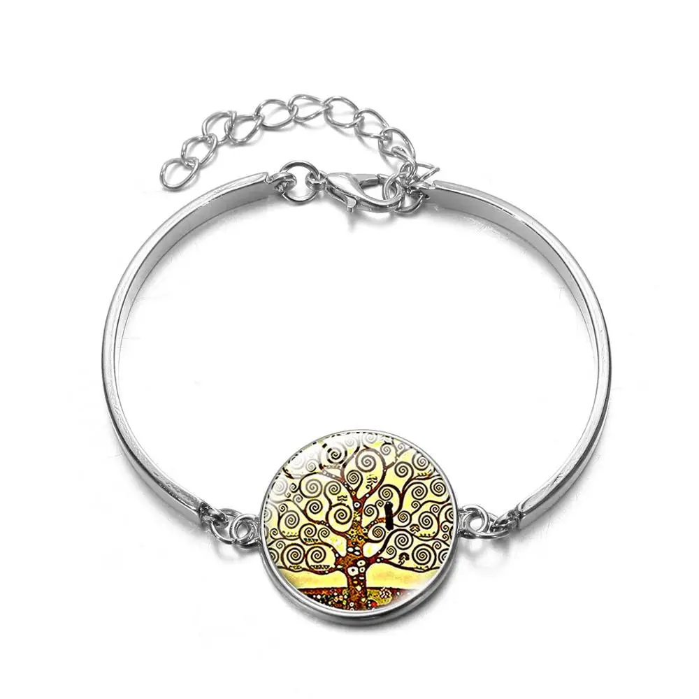 Браслет-цепочка со стеклянными камнями с изображением Густава Климта | Украшения