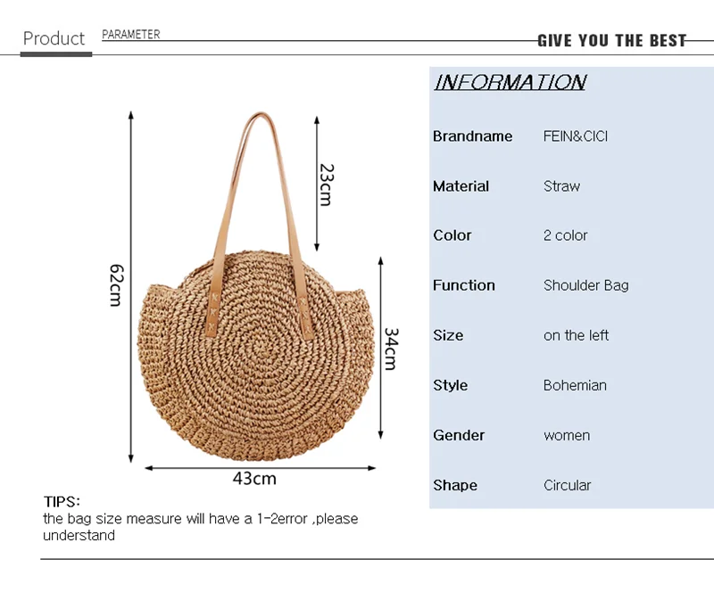 Пляжные сумки круглая соломенная сумка Женская тканая большая ручная вязаная