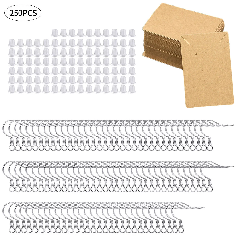 

Earring Hook Set DIY Jewelry Making Kit with 925 Sterling Silver Ear Wires Rubber Earring Backs for DIY Jewellery Making 250PCS