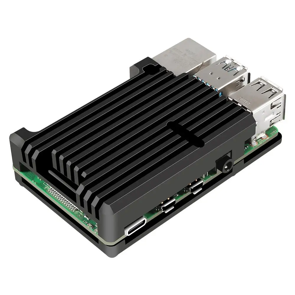 Алюминий чехол для Raspberry Pi 4 Модель B с двойной вентилятор охлаждения