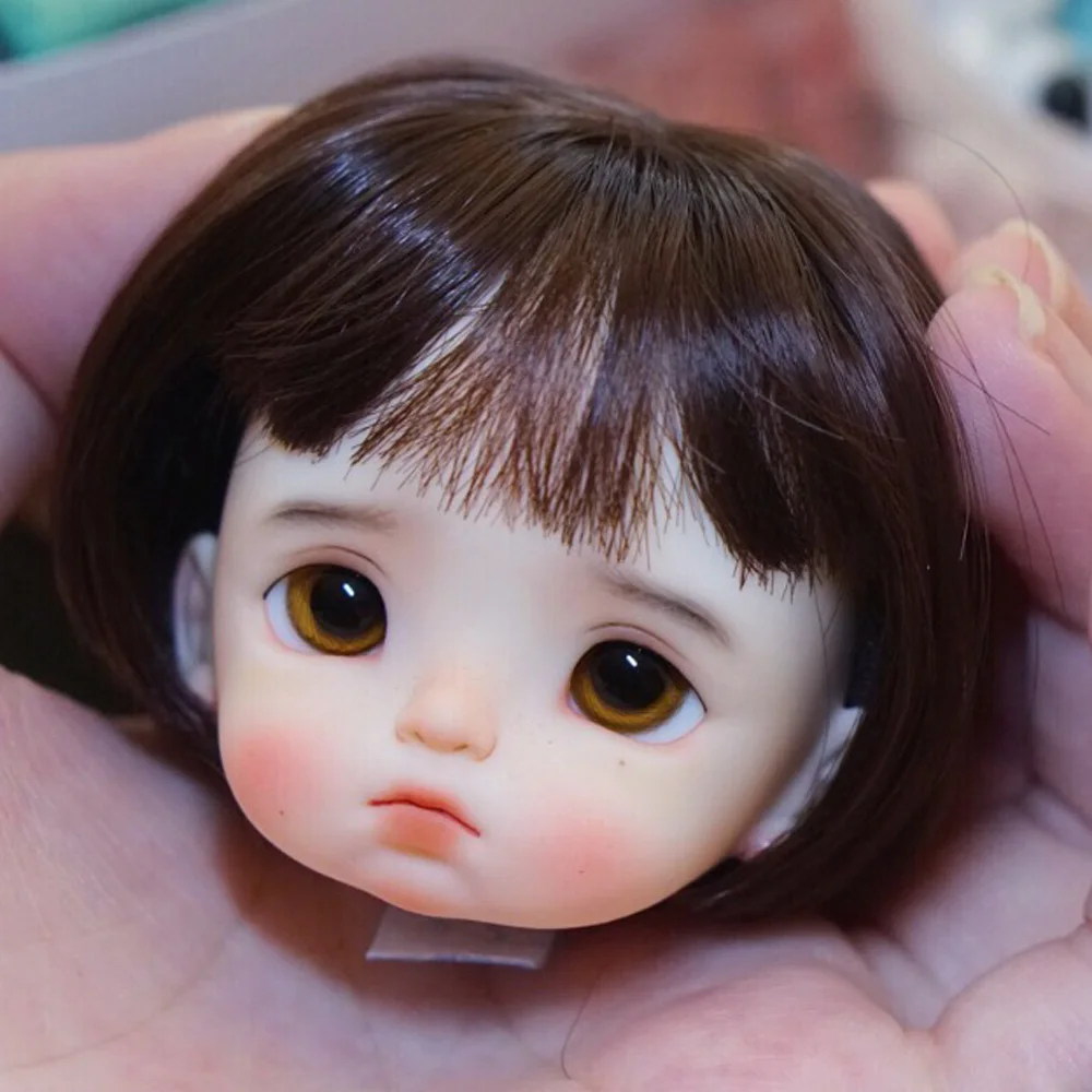 

obitsu OB11 doll head with makeup with eyes 1/8 BJD doll head Head can be opened with short wig k005