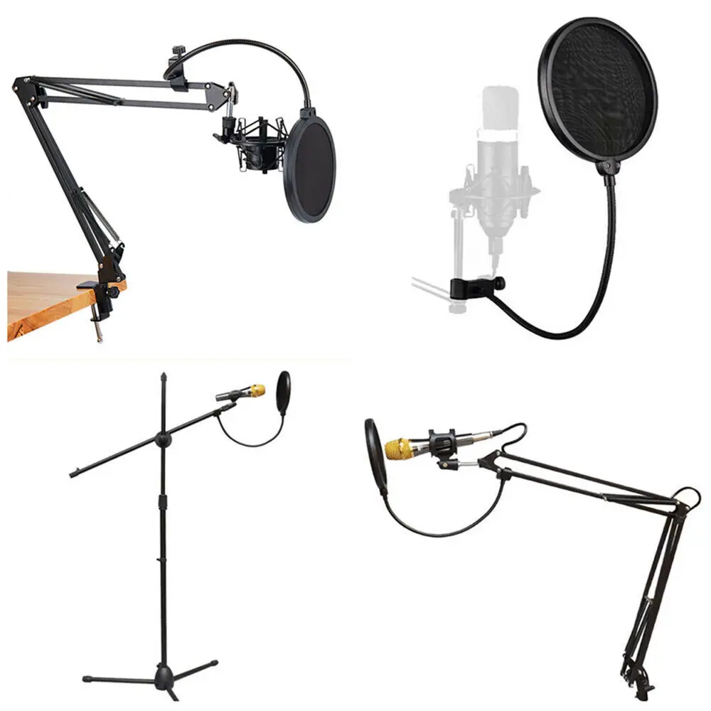 Двухслойный микрофонный поп фильтр большого размера Защитная Ветрозащитная