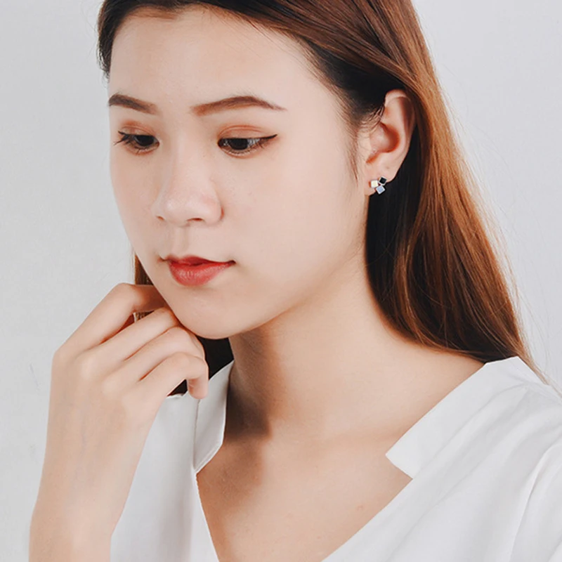 Женские серьги гвоздики MEETSOFT из серебра 925 пробы с защитой от аллергии модные