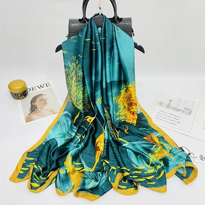 

Summer European And American Style Brocade Shawl Printed Sunscreen Scarf Women's Beach Long Scarf Thin Air Conditioning Scarf