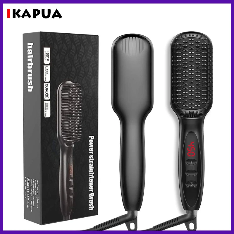 

Электрический выпрямитель для бороды, многофункциональная расческа для выпрямления волос с быстрым нагревом для мужчин, расческа для выпр...