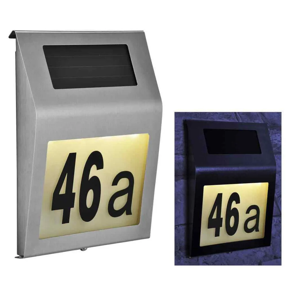 

DIY House Number HI Solar LED Illuminated Housenumber Gate Path Door Light Wall Plaque Lantern