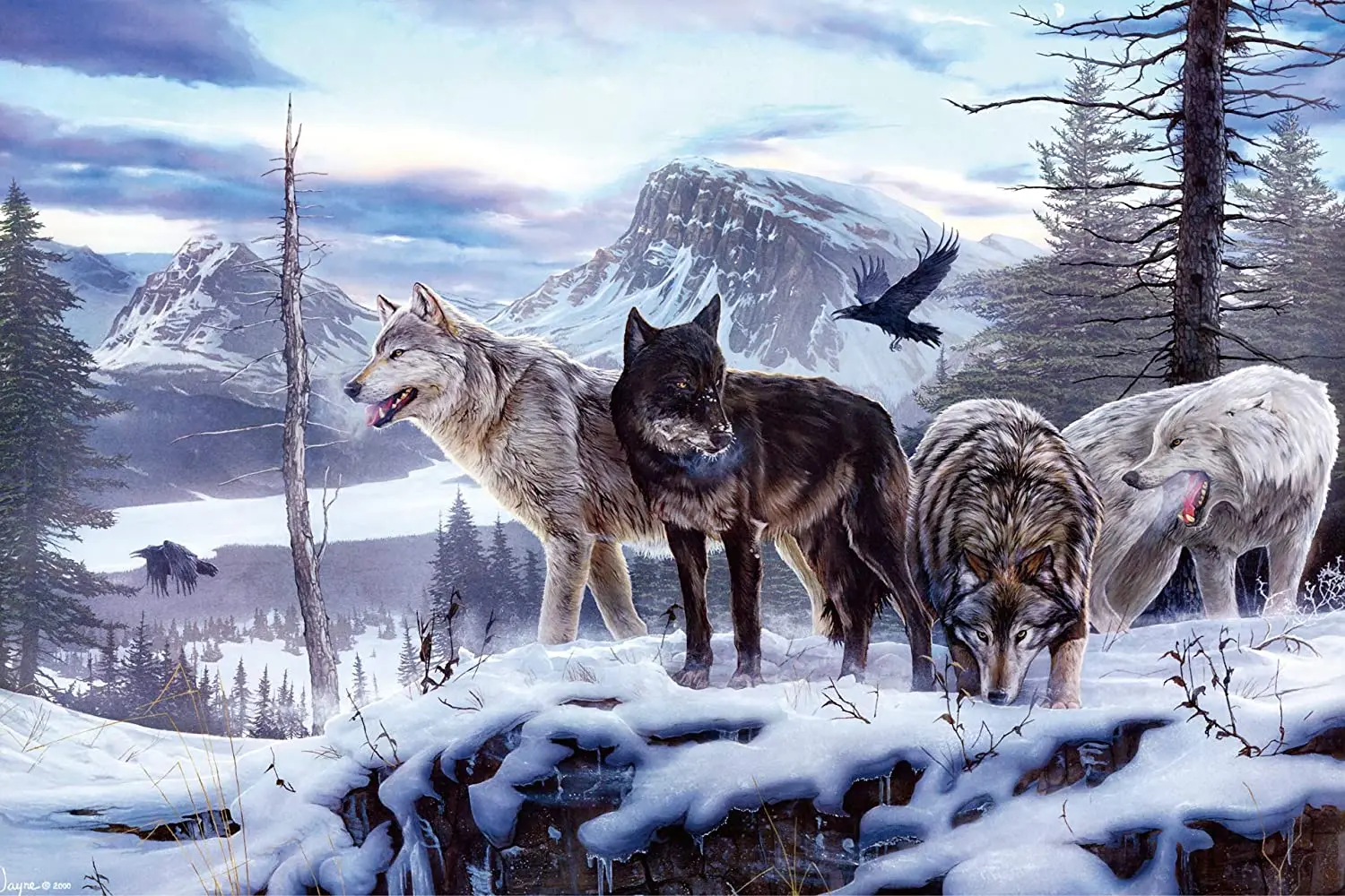 

1000 Piece Wooden Jigsaw Puzzles for Adults-Wolf Family In The Forest - Wild Animals Puzzle for Adults and Kids Wooden Puzzle