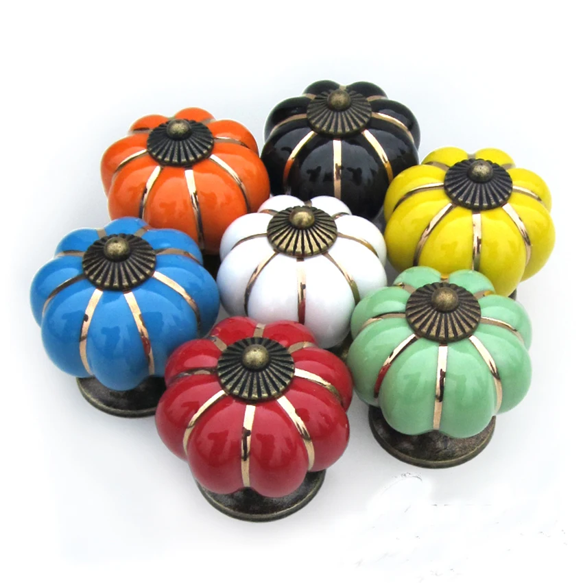

Ceramic Modern Children's Cabinet Door Handle Rural Cartoon Pumpkin Wardrobe Drawer Handle Single Hole