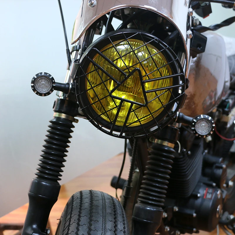 Черная мотоциклетная маска в стиле ретро с боковым креплением на переднюю фару