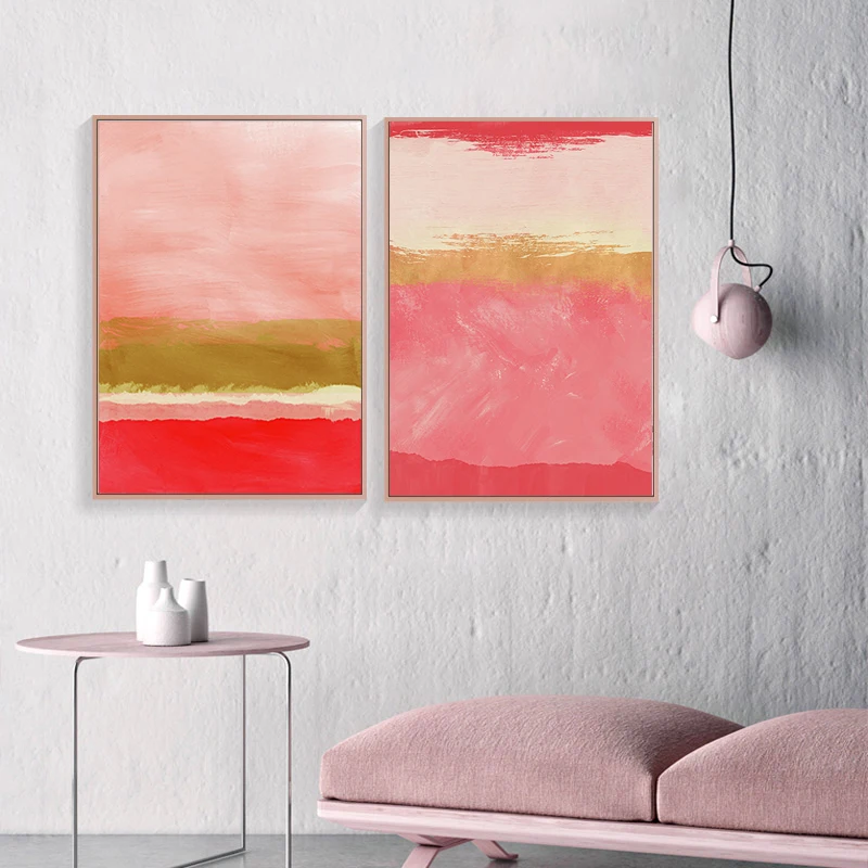 Акварельные плакаты и принты абстрактный розовый лес современная настенная