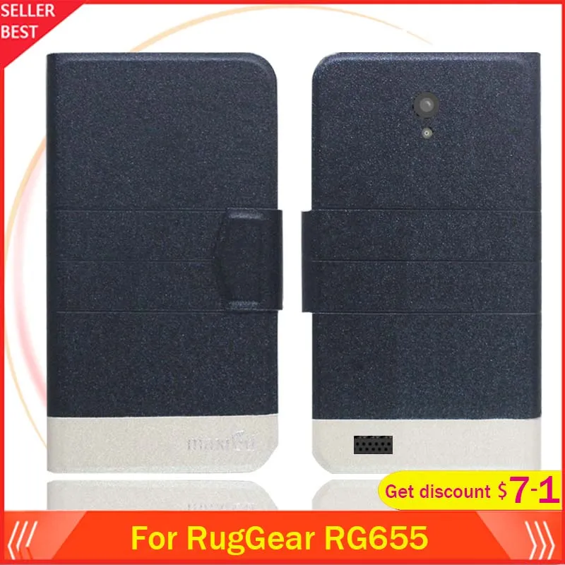 5 цветов Лидер продаж! Чехол-книжка RugGear RG655 дюйма ультра-тонкий кожаный