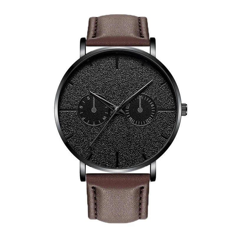 L brown black Модные мужские Бизнес минималистичные часы Роскошные черные кварцевые часы с календарем из нержавеющей стали с сетчатым ремешком аналоговые часы Montre Homme - Цвет: L brown black