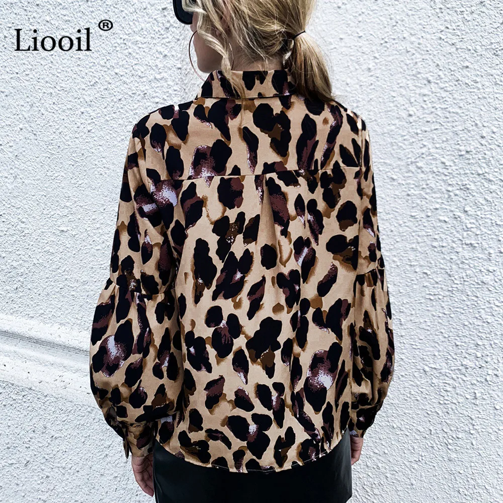 

Leopard Print Shirts Women 2021 Long Sleeve Button Up Turn-down Collar Ladies Spring Autumn Vintage Streetwear Tops And Blouses