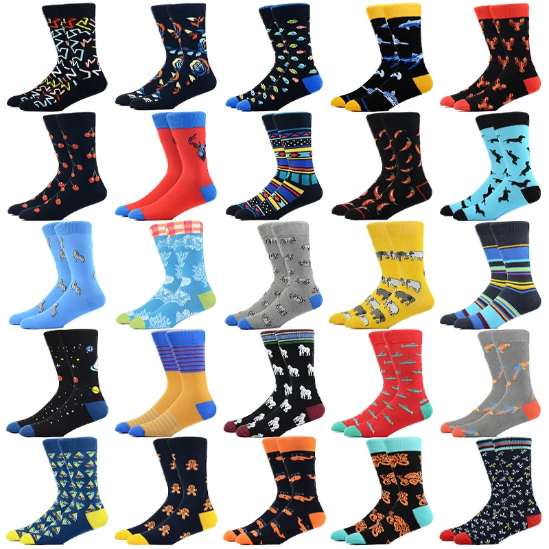 

Unisex Socks Harajuku Fruits Food Drinks Animal Fish Tree Sox Geometric Cozy Breathable Cotton Women Socks Funny Happy Socks Men