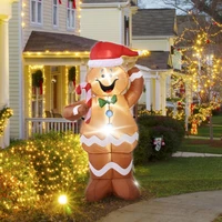 christmas inflatable gingerbread man hold candy stick decor outdoor inflatable decor cute christmas luminous doll ornament