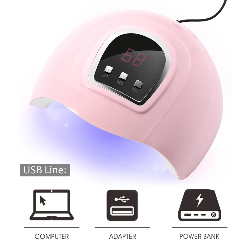 54 Вт УФ-лампа для сушки ногтей 18 светодиодов 30 s/60 s/90 s USB кабель лампа геля