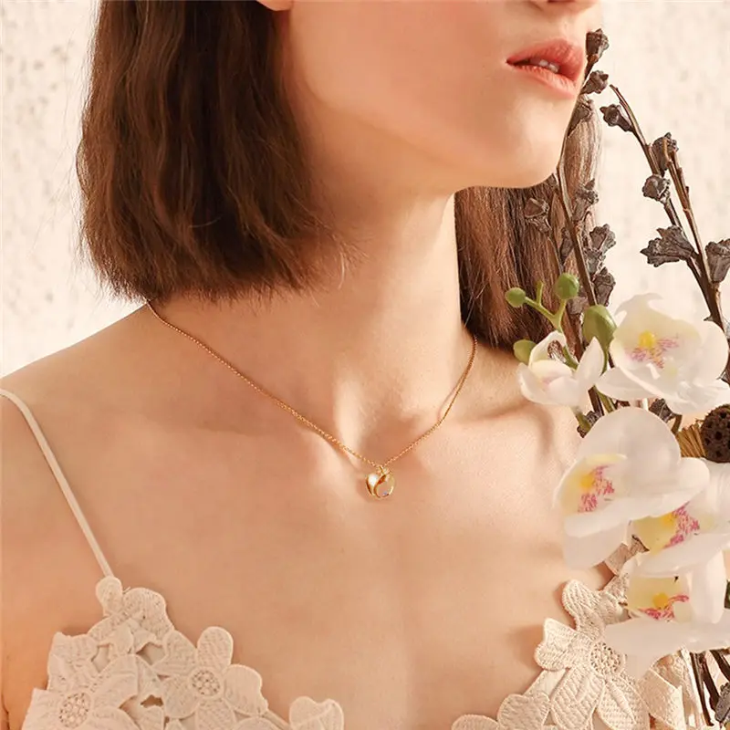 Ожерелье с подвеской в виде яблока из кристаллов ожерелье нержавеющей стали