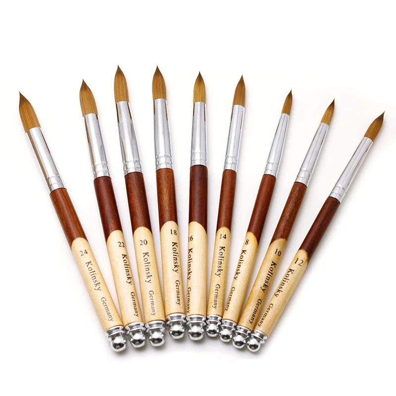 

30% Good Kolinsky Acrylic Nail Art Brush UV Gel Polish Carving Pen Brush Liquid Powder Minh Hair Drawing Pen Wood Handle