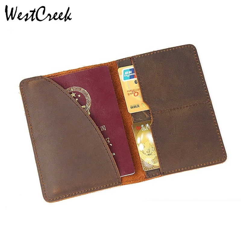 

WESTCREEK Brand Minimalism Men Genuine Leather Credit Card Holder Passport Holder Passport Cover Travel Wallet