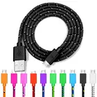 Многоцветный нейлоновый Плетеный Micro USB-кабель 1 м2 м, кабель для синхронизации данных и зарядки USB для Samsung, HTC, LG, Huawei, Xiaomi, кабели для телефонов Android