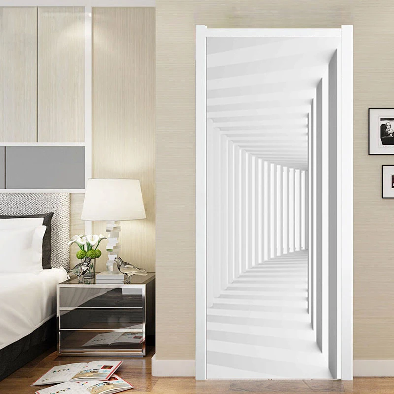 

Pure White Door Sticker Renovation Modern Life Design PVC Self-adhesive Vinyl Decorative Doors Wall Decals Home Decor 3D Stereo
