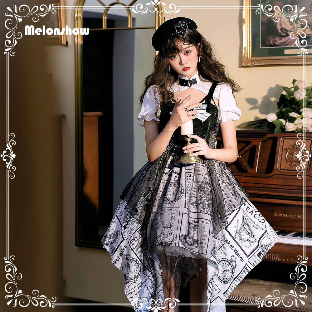 

Платье Melonshow в готическом Стиле Лолита, женские винтажные платья принцессы в японском стиле, милое праздничное платье с пышными рукавами, милый костюм для косплея