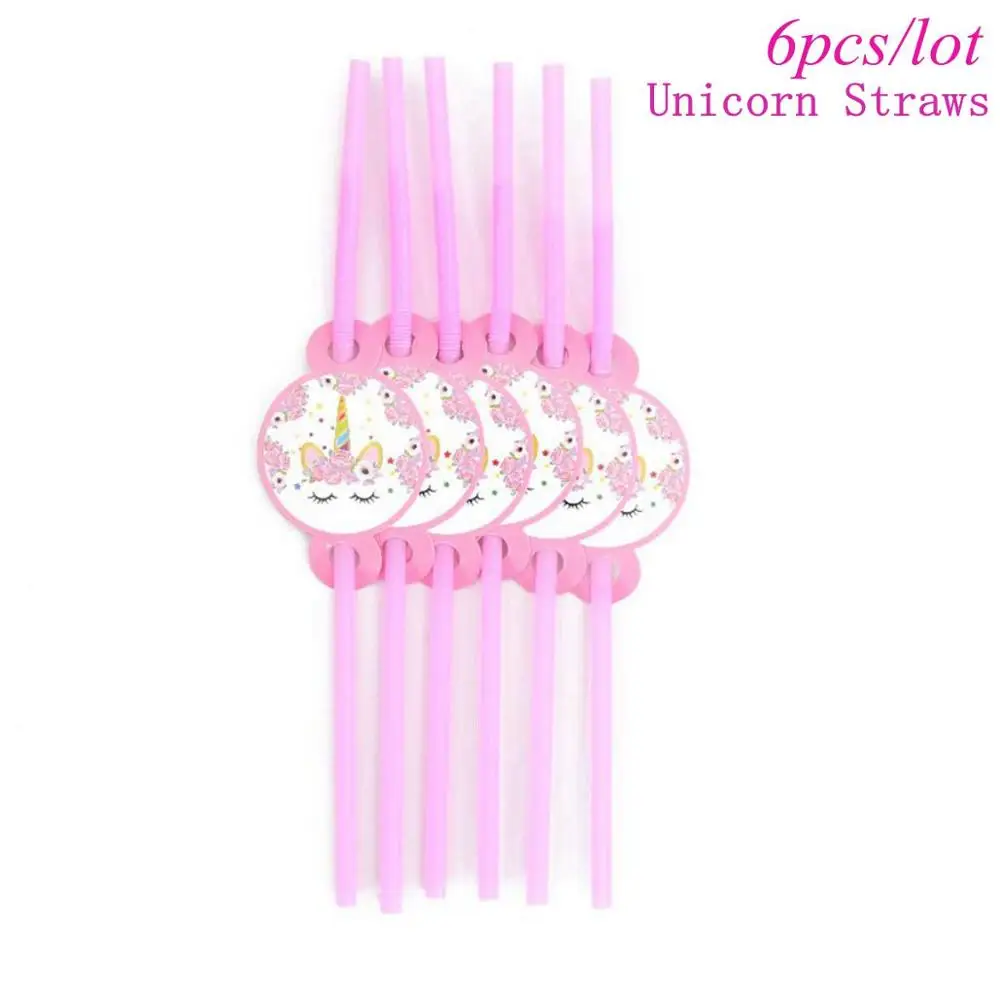 Unicorn Straws TAOUP 5 шт. одноразовые татуировки Единорог стикер с днем рождения Единорог Декор ребенок душ девушка Unicornio День Рождения Декор дети - Цвет: Unicorn Straws