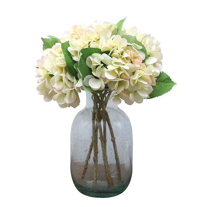 

Lifelike Moisturizing Artificial Hydrangea for Wedding Living Room Decoration Bonsai Simulation Bouquet Fake Flowers Wholesale