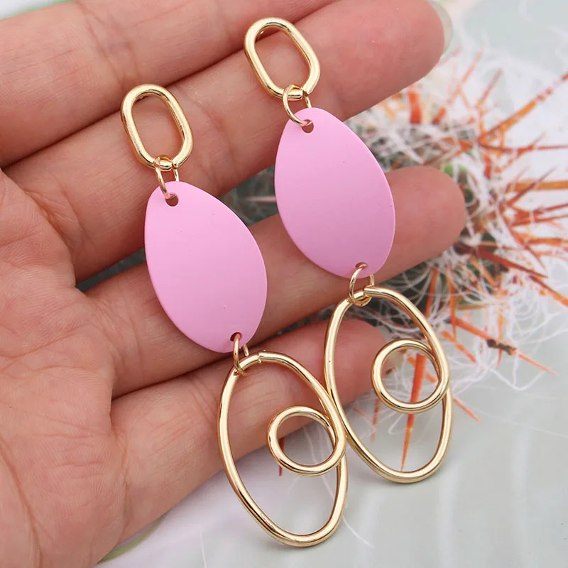 Fashion Circle Geometric Metal Earrings For Women Jewelry Personality Hanging Long Drop brincos pendientes mujer | Украшения и