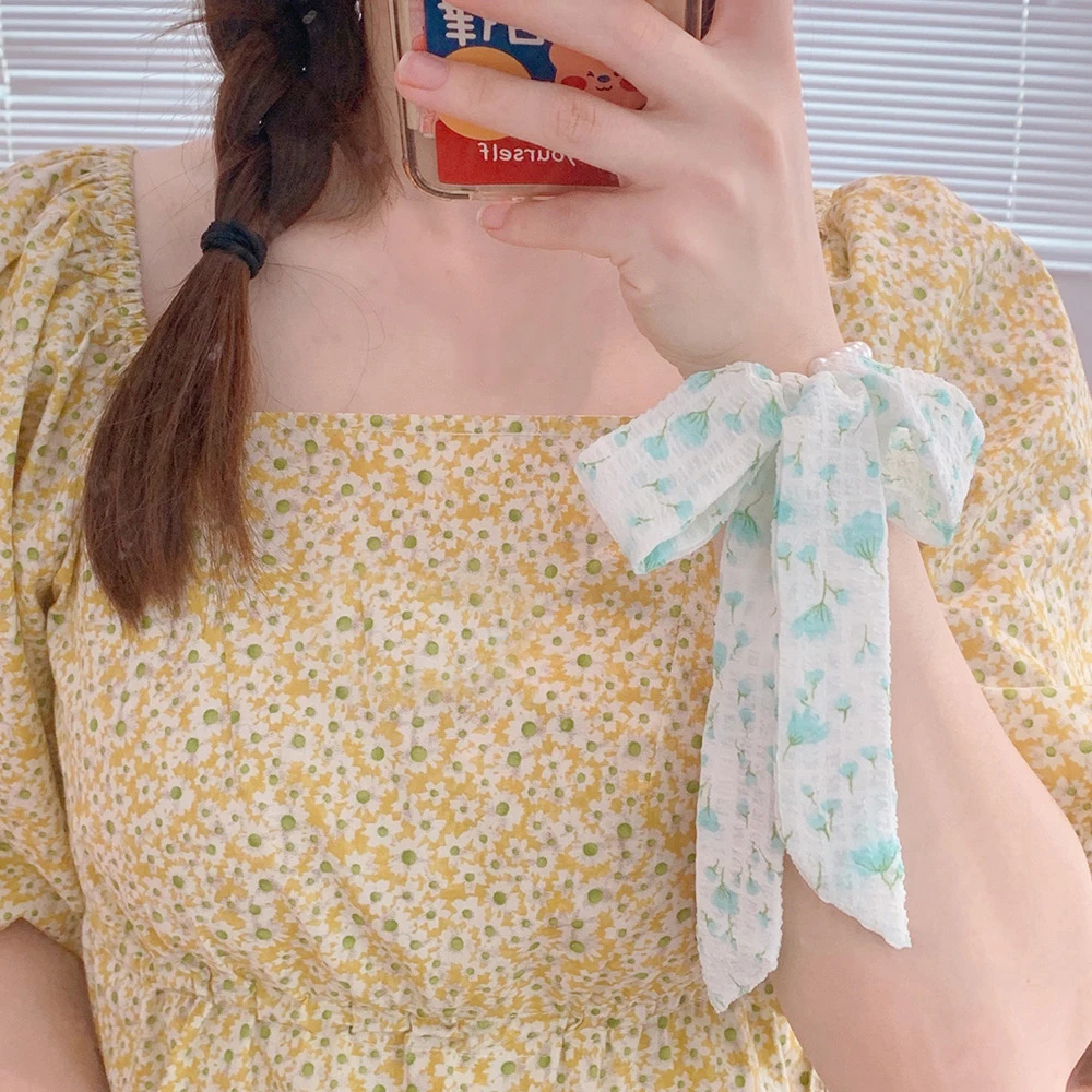 

Hair Accessories Sweet Hair Tie Floral Girls Women Rubber Bands Bow Hair Rope Flower Scrunchies Ponytail Holder