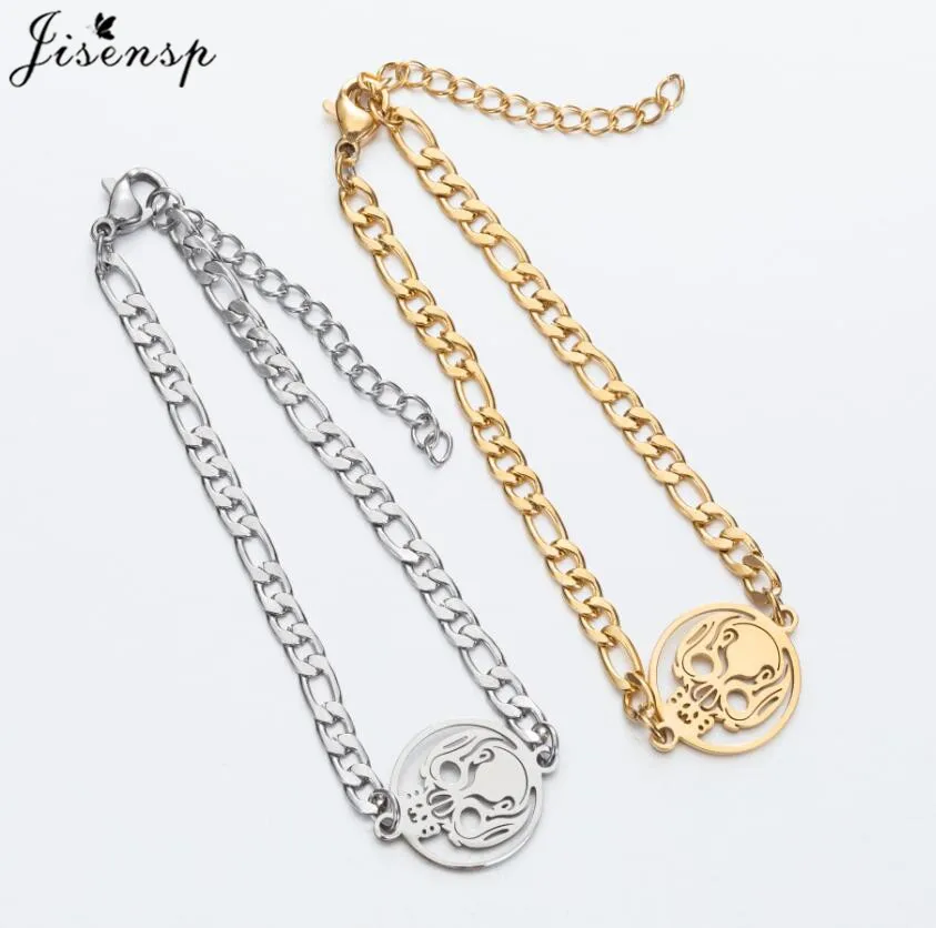 Готический череп скелета в стиле панк браслеты и для женщин цепочка из