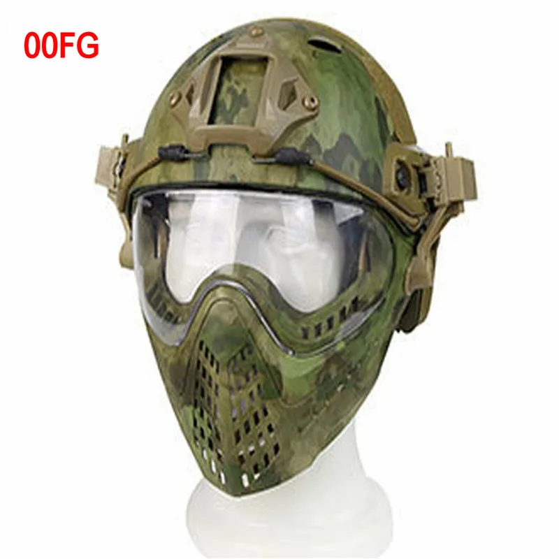 00FG New Military Tactical Protective Helmet Airsoft Full Face Protection with Goggle Len Full Face Motorcycle Helmet - Цвет: 00FG