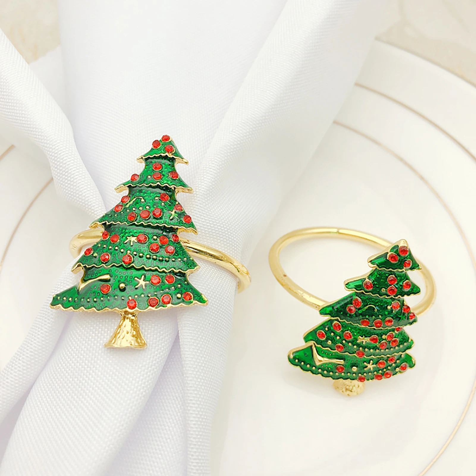 High-end Christmas Tree Napkin Ring Bow Flower Wreath Mouth Hotel Sample Room Set Table Buckle Buckl |