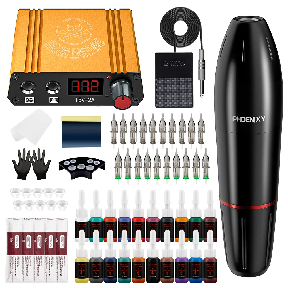 

Tattoo Machine RS Piercing Needles Set Power Supply Unit Rotary Tattoo Machine Pen Pigments For High Quality Professional Makeup