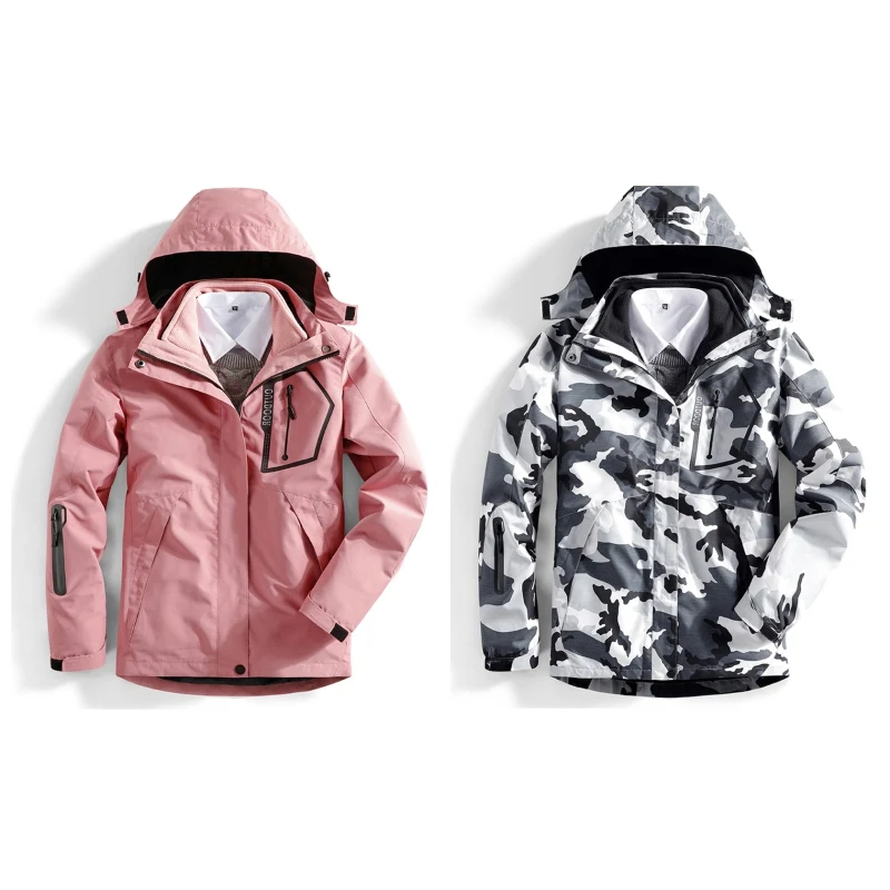 Зимняя ветрозащитная куртка 3 в 1 для мужчин и женщин камуфляжные пальто большого