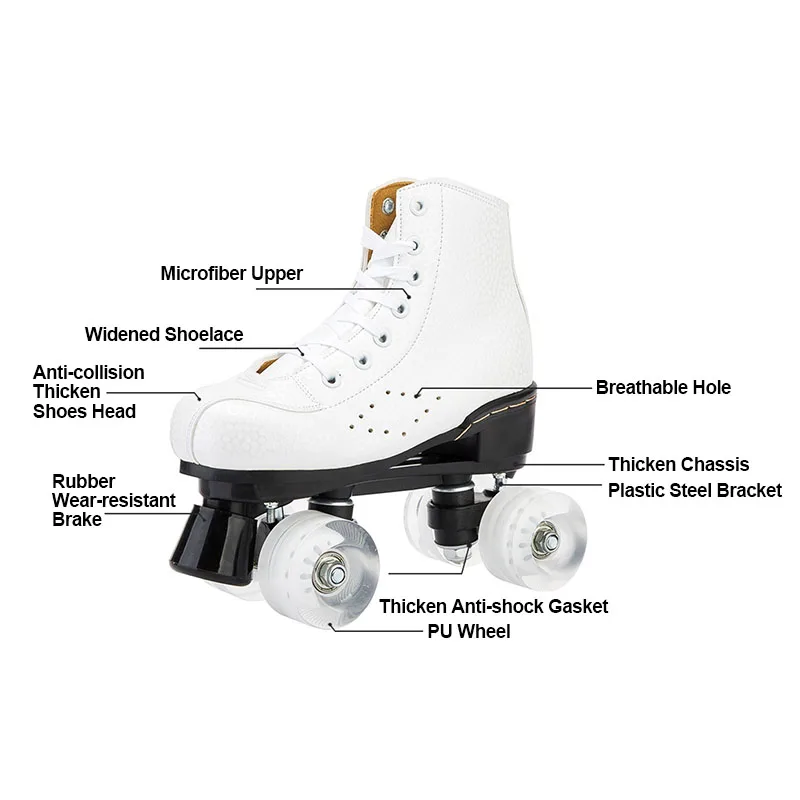 

Microfiber Roller Skates Double Line 4 Wheels PU Skating Shoes Women Men Adult Sliding Inline Skates Kids Rollerblade Sneakers