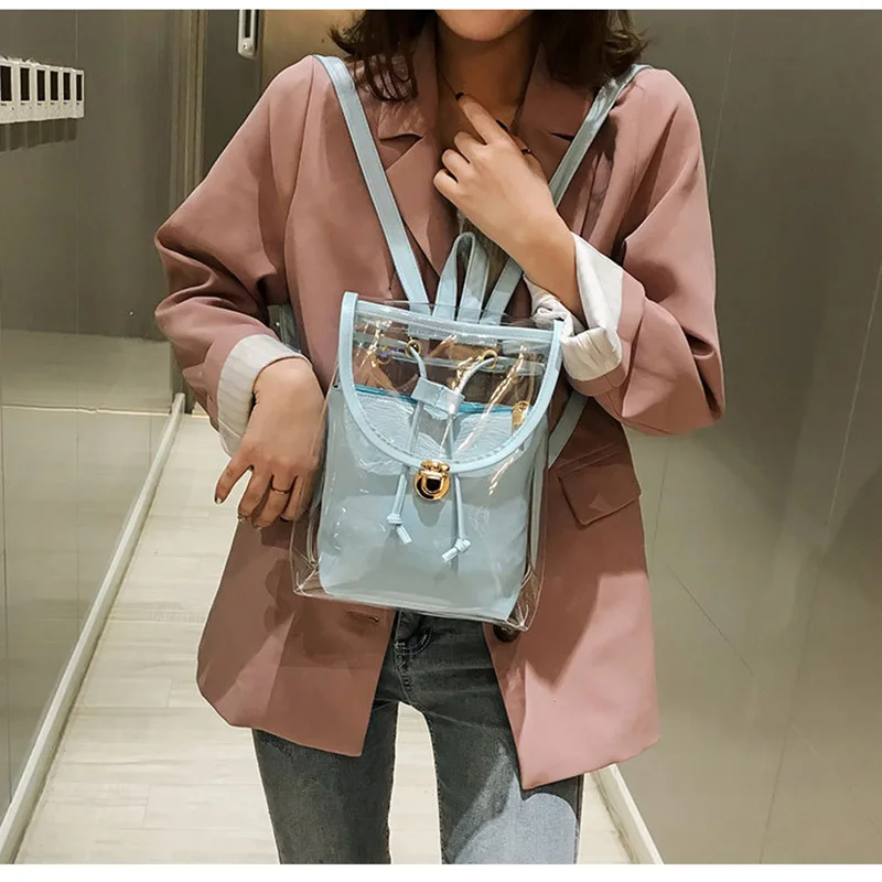 

Luxury women bags designer 2019 female transparent bag female transparent jelly backpack travel small backpack LW218