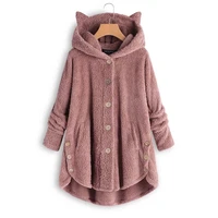 plus size women fleece jacket 4xl 5xl loose casual button overcoat women 2019 autumn winter hooded jacket girl kawaii plush coat