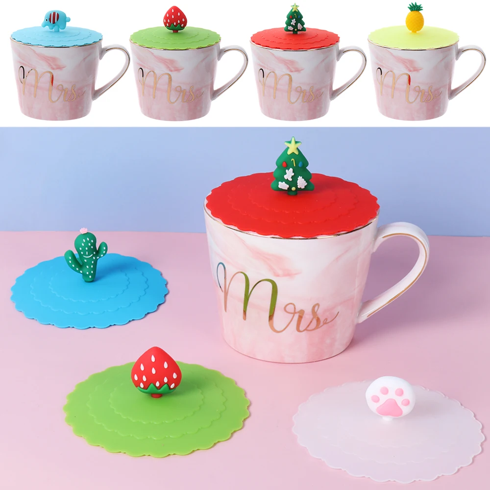 

1Pcs Cartoon Cute Silicone Cup Cover Heat-resistant Leak Proof Sealed Lids Cap Dustproof Cute Funny Peculiar Nice Cup Cover