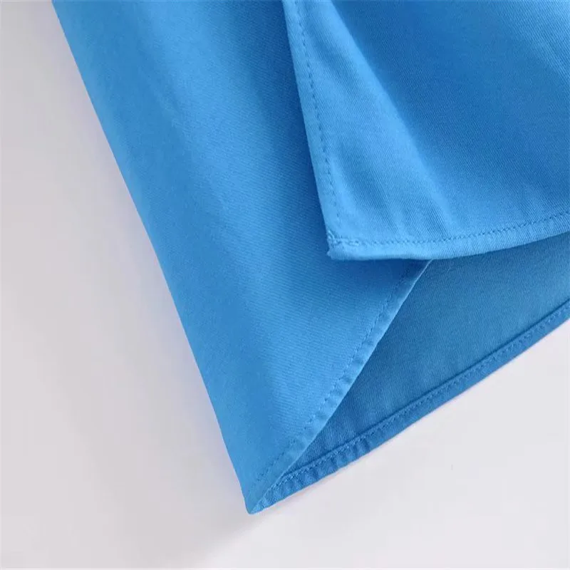 

ZA 2021 Blue Wrap Midi Summer Skirt Women Vintage High Waist Sarong Skirts Fashion Side Knotted Slit Ruched Woman Skirt Mujer