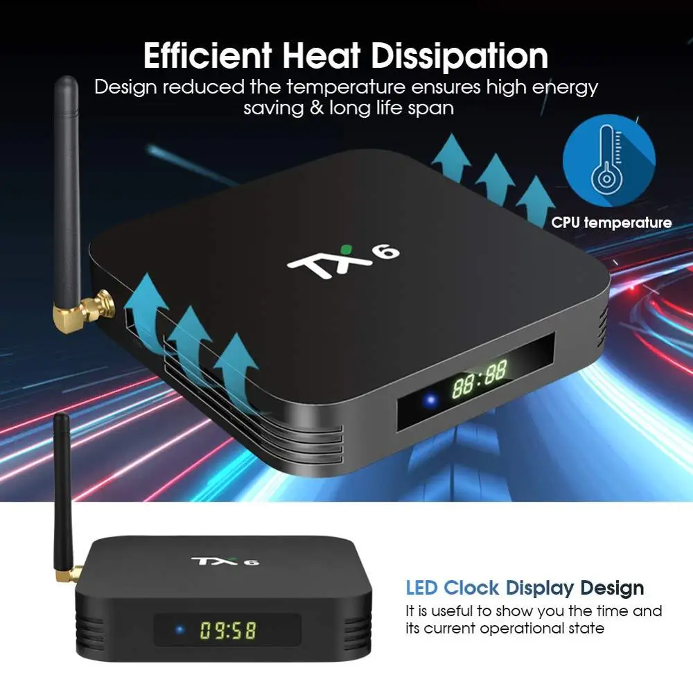 Android 9 0 TX6 Смарт ТВ коробка Allwinner H6 4 ГБ 64 двухъядерный процессор Wi-Fi Media Player 6K HD 4G 32G 3D