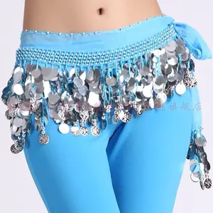 Костюмы для танца живота старший шифон серебряные монеты пояса для танца живота для женщин танец живота шарф бедра