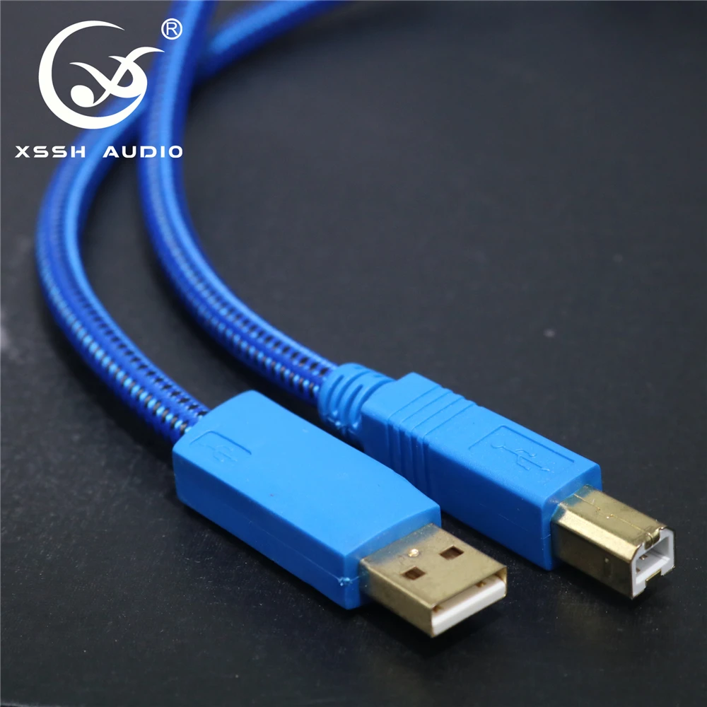 

XSSH DIY OEM ODM Чистая медь OFC позолоченный USB A штекер к USB B штекер аудио шнур провод USB2.0 USB3.0 удлинитель Кабель для передачи данных для ЦАП