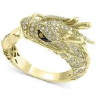 Кольцо с золотым Драконом, модное Золотое кольцо с бриллиантами для женщин и мужчин, кольцо в стиле панк, готическое кольцо, модные ювелирные украшения для вечеринок